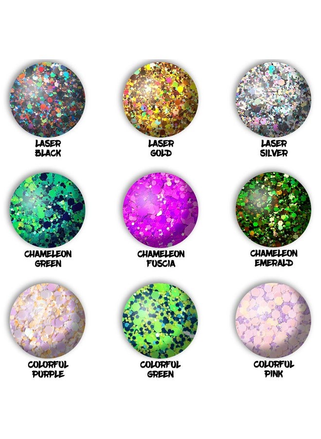 Glitter Wenida 9 Colors 105g Holographic Iridescent Chameleon Festival Sequins Craft Chunky Glitter for Arts Face Hair Body Nail