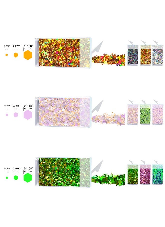 Glitter Wenida 9 Colors 105g Holographic Iridescent Chameleon Festival Sequins Craft Chunky Glitter for Arts Face Hair Body Nail