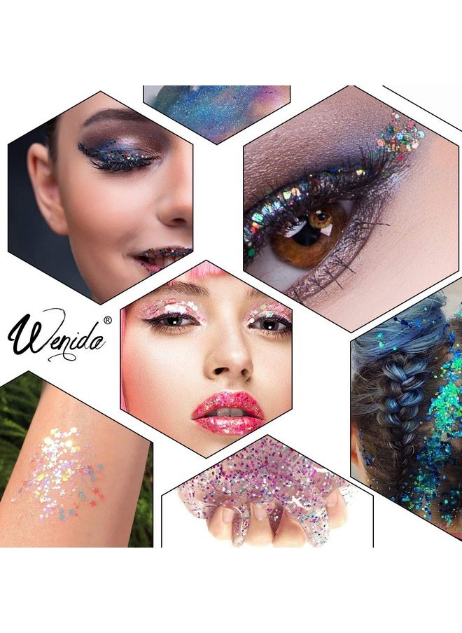 Glitter Wenida 9 Colors 105g Holographic Iridescent Chameleon Festival Sequins Craft Chunky Glitter for Arts Face Hair Body Nail