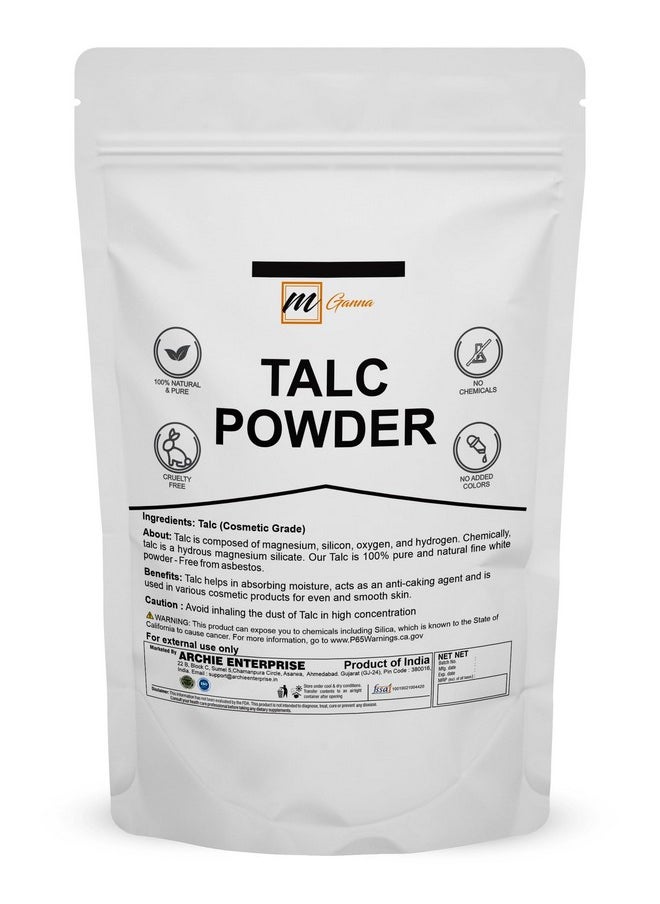 mGanna 100% Natural Talc Powder for Facial Make-up, Cosmetic Formulations, and Other Industrial Application 1 LBS / 454 GMS