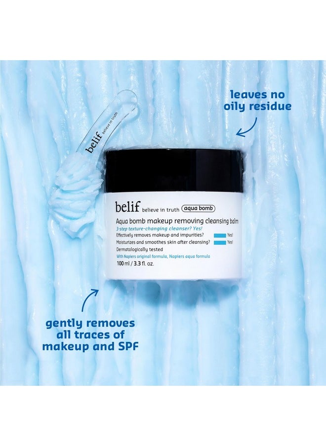 belif Aqua Bomb Cleansing Balm Makeup Remover, Hydrate & Deep Cleanse in 1 Step, No Mess Clean Up, Melt Away Makeup & SPF, Balm to Oil Cleanser Formula, No Oily Residue, Korean Skin Care