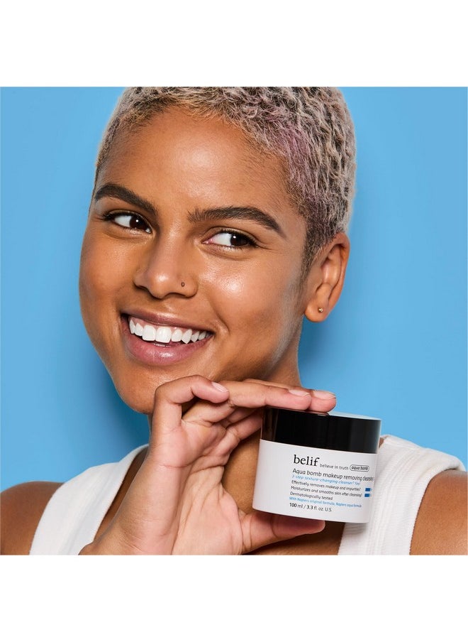 belif Aqua Bomb Cleansing Balm Makeup Remover, Hydrate & Deep Cleanse in 1 Step, No Mess Clean Up, Melt Away Makeup & SPF, Balm to Oil Cleanser Formula, No Oily Residue, Korean Skin Care
