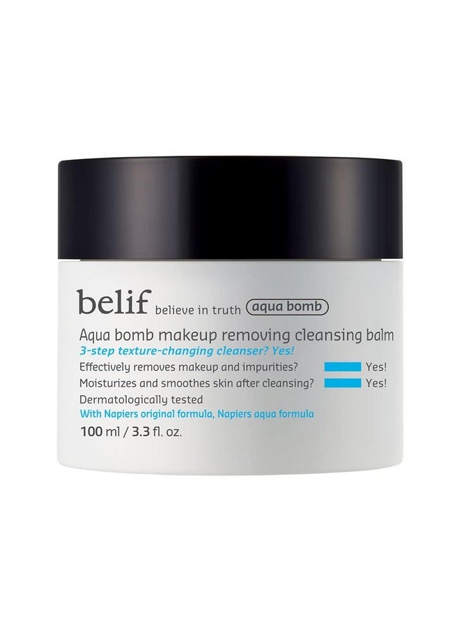 belif Aqua Bomb Cleansing Balm Makeup Remover, Hydrate & Deep Cleanse in 1 Step, No Mess Clean Up, Melt Away Makeup & SPF, Balm to Oil Cleanser Formula, No Oily Residue, Korean Skin Care