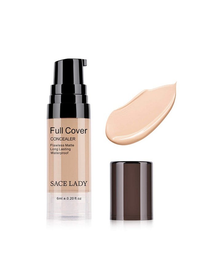 Pro Full Cover Liquid Concealer, Waterproof Smooth Matte Flawless Finish Creamy Concealer Foundation Corrector for Eye Dark Circles Spots Face Concealer Makeup Base, 6ml/0.20Fl Oz