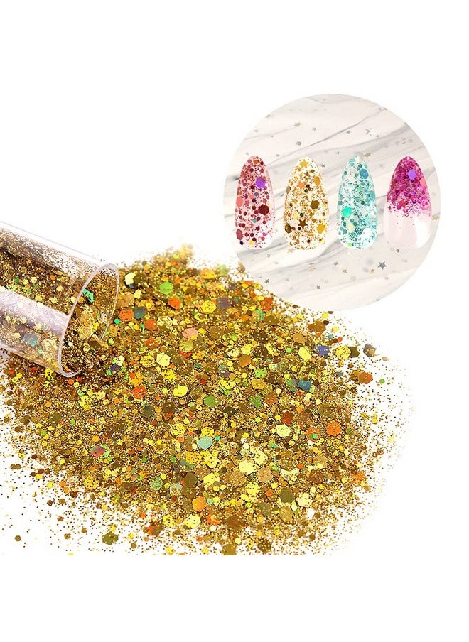 Chunky and Fine Glitter Mix, Estanoite 24 Colors Sequins & Fine Glitter Powder Mix, Holographic Glitter Flakes, Cosmetic Face Body Eye Hair Nail Art Resin Tumbler Iridescent Glitter Loose Glitter