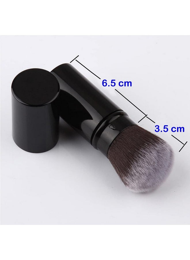 RN BEAUTY Retractable Kabuki Brushes Foundation Brush Powder Brush Blush Brush Extensible Makeup Brush Face Blender Brush Professional Mineral Blending Buffing Concealer Brush Aluminum Case Portable