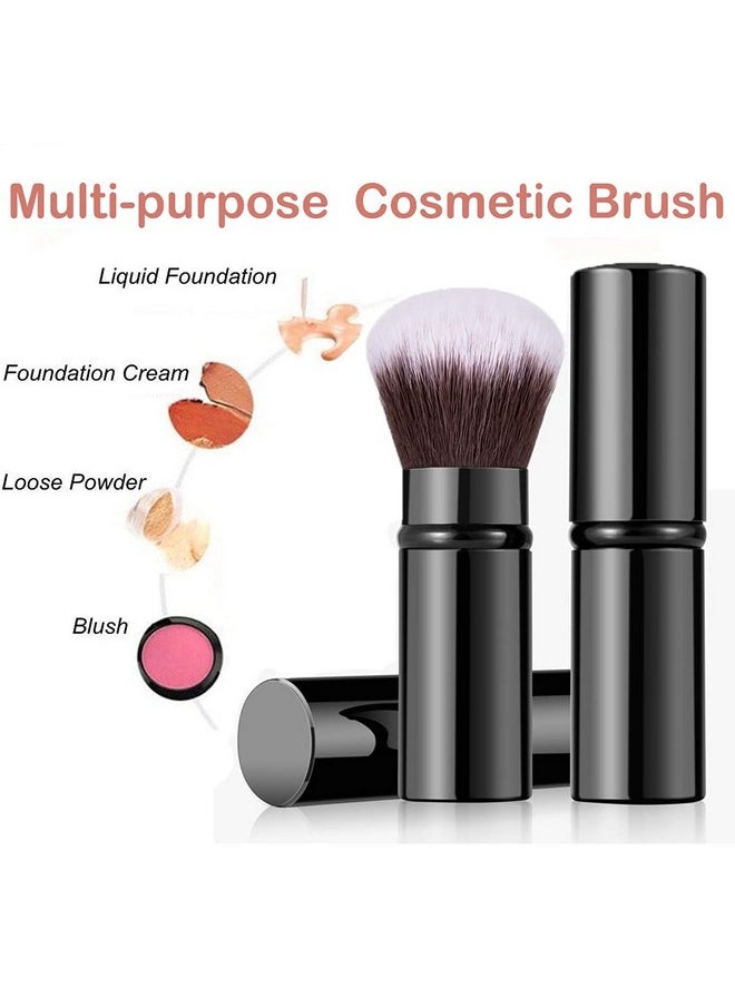 RN BEAUTY Retractable Kabuki Brushes Foundation Brush Powder Brush Blush Brush Extensible Makeup Brush Face Blender Brush Professional Mineral Blending Buffing Concealer Brush Aluminum Case Portable