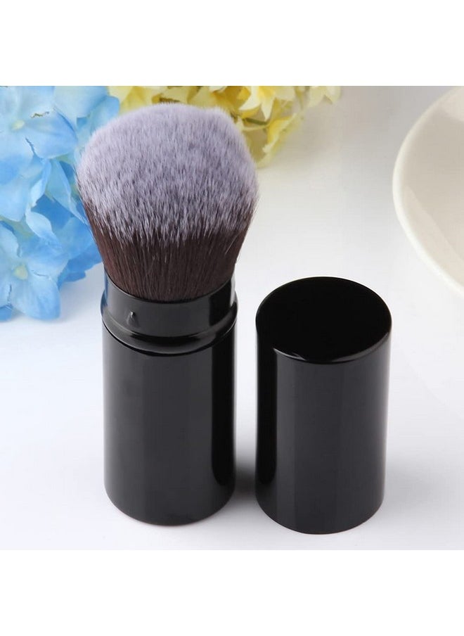 RN BEAUTY Retractable Kabuki Brushes Foundation Brush Powder Brush Blush Brush Extensible Makeup Brush Face Blender Brush Professional Mineral Blending Buffing Concealer Brush Aluminum Case Portable