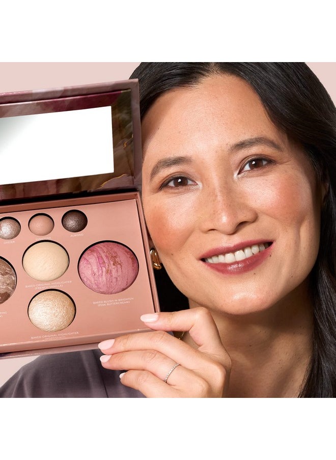 LAURA GELLER NEW YORK Baked Starter Kit: Medium - Best of the Best Full Face Palette + Baked Balance-n-Brighten Powder Foundation + Retractable Angled Kabuki Brush Set