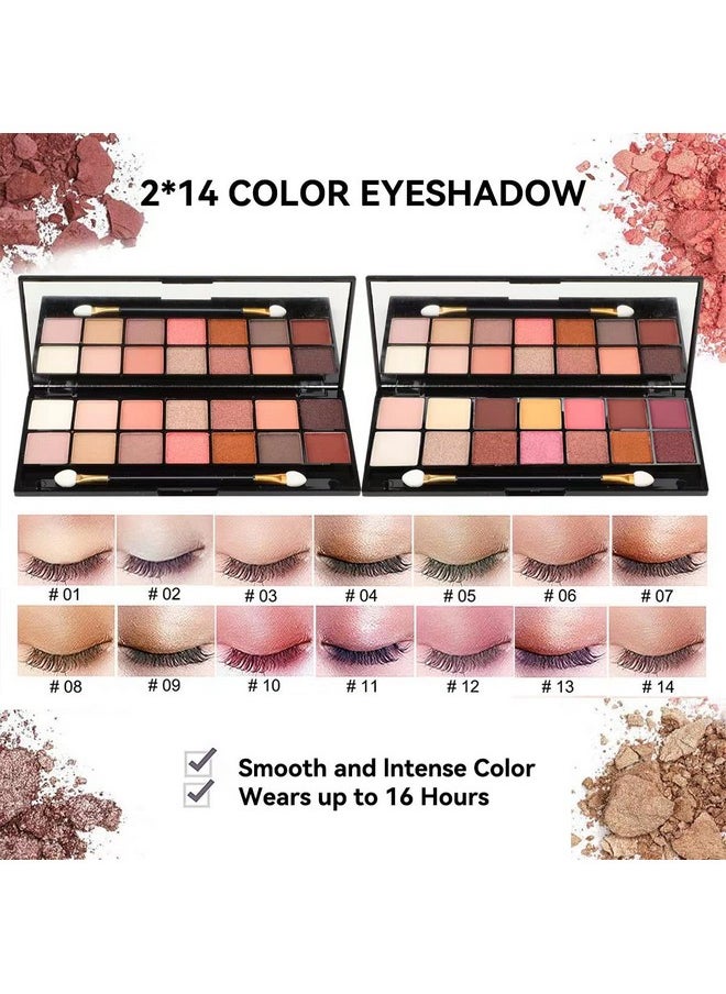 KARUIZI All in One Makeup Gift Set for Women Full Kit for2x14-color eyeshadow palettes,5xlipgloss sets,mascara,eyeliner,eyebrowpowder,eyebrow pencil, foundation, highlighter stick etc