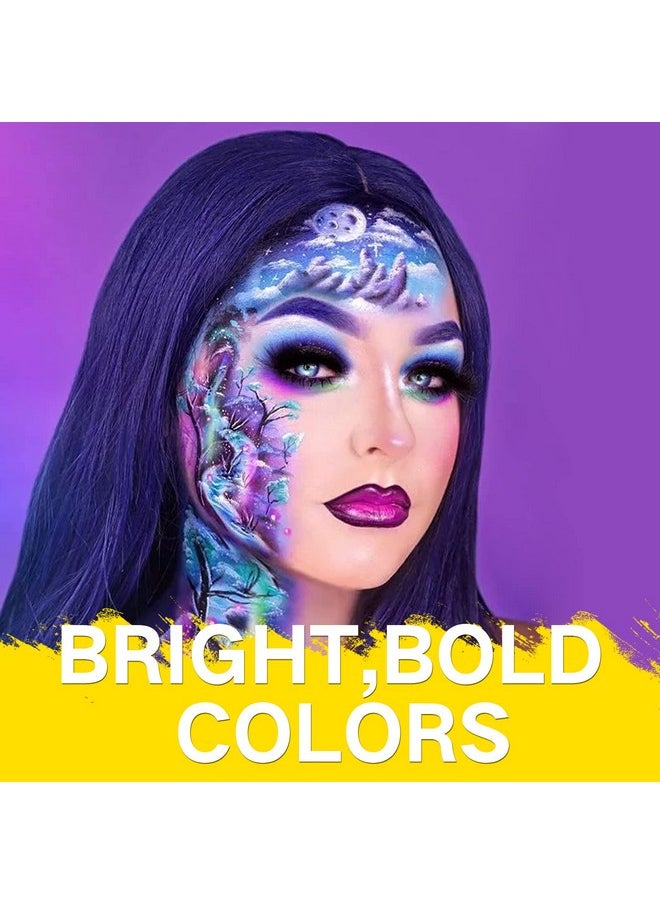 MEICOLY Neon Face Paint,Glow in The Dark Body Paint,Fluorescent Water Activated Face Paint for Adult and Children,Halloween Single Color White Face Paint Water Based Split Cake,1.05oz,White/UV Blue