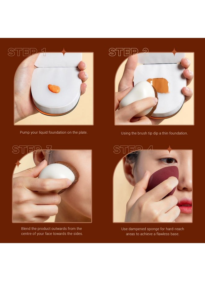 Jessup Makeup Brush Foundation Brush with Makeup Sponge 1pc Kabuki Brush for Liquid, Cream or Flawless Powder Cosmetic Face Boby Brush, T882