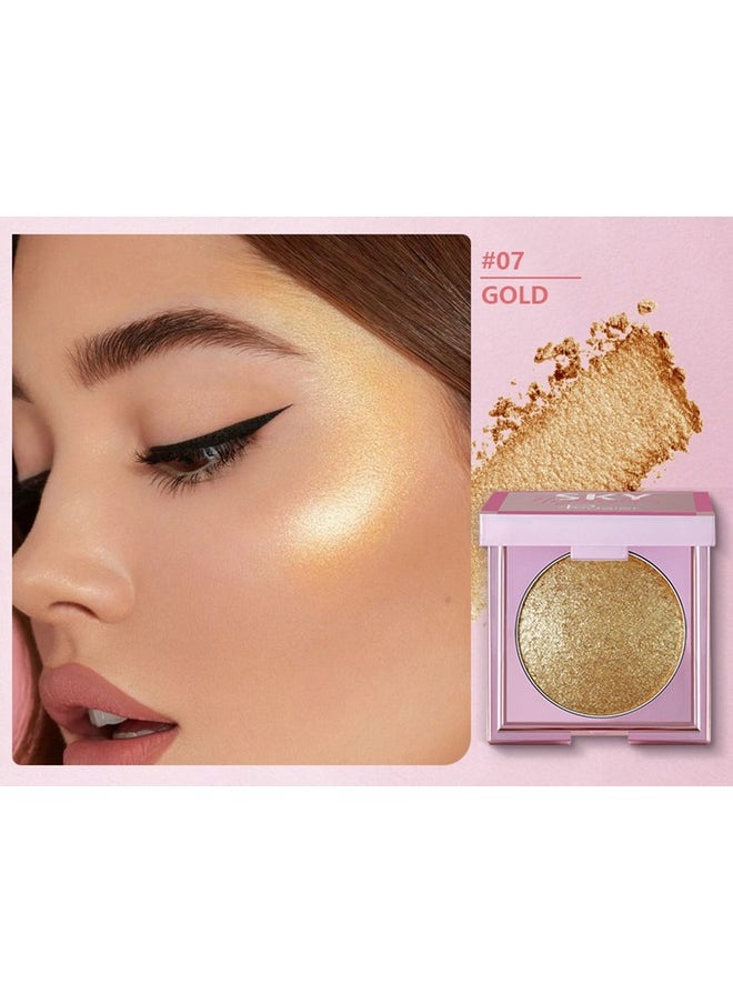 MAEPEOR Face Highlighter Palette 8 Colors Smooth Shimmer Highlighter Palette Longlasting Shiny Face Illuminator Highlighter Makeup (07 Gold)