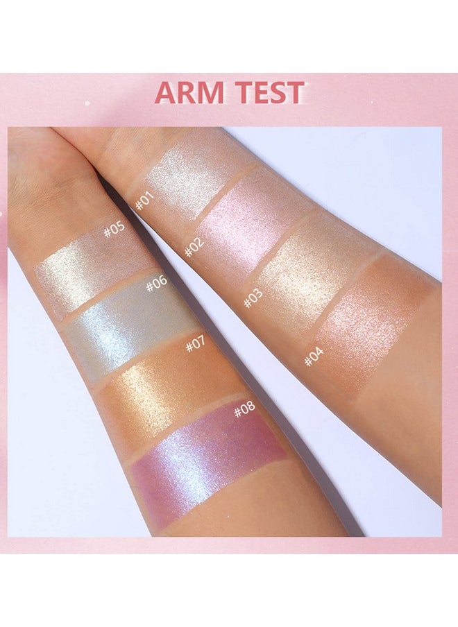 MAEPEOR Face Highlighter Palette 8 Colors Smooth Shimmer Highlighter Palette Longlasting Shiny Face Illuminator Highlighter Makeup (07 Gold)
