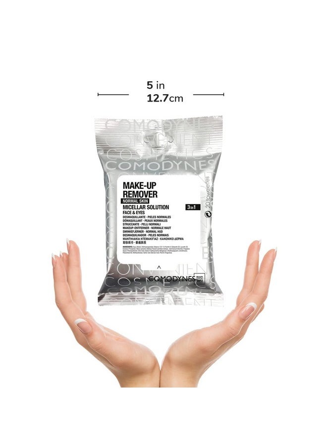 COMODYNES Makeup Remover Wipes Normal Skin 20 Units - Micellar Water - Helps Leave The Skin Of The Face Clean