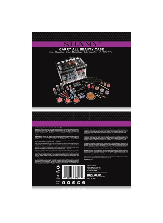 SHANY Carry All Trunk Makeup Train Case with Re-usable Aluminum Makeup Storage Case. Non Toxic Color Make up Set with Eye palettes, Blushes,Makeup Powders, Manicure, Pedicure and Makeup Brushes.