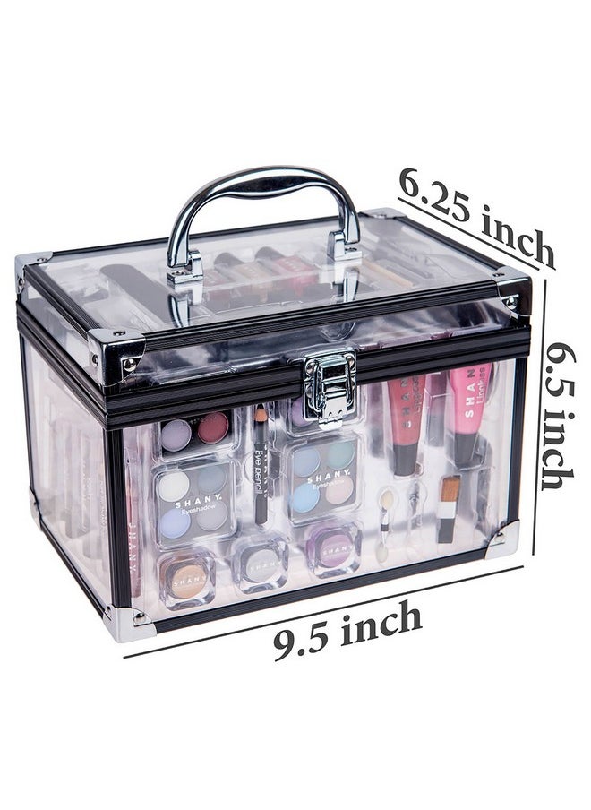 SHANY Carry All Trunk Makeup Train Case with Re-usable Aluminum Makeup Storage Case. Non Toxic Color Make up Set with Eye palettes, Blushes,Makeup Powders, Manicure, Pedicure and Makeup Brushes.