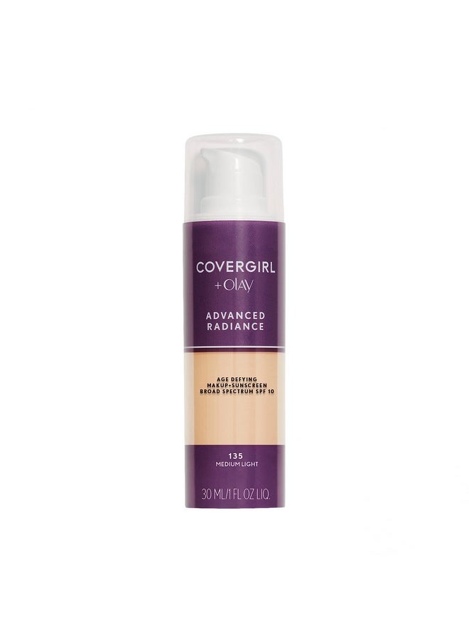 COVERGIRL Advanced Radiance Age Defying Foundation Makeup, Medium Light 135, 1 Ounce (packaging may vary)
