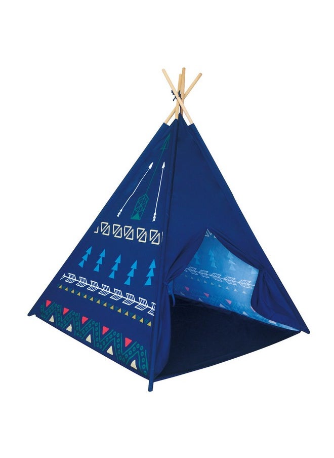 POCO DIVO Blue Arrow Teepee Kids Indoor Playhouse Children Outdoor Toy Castle Play Tent with Wood Poles