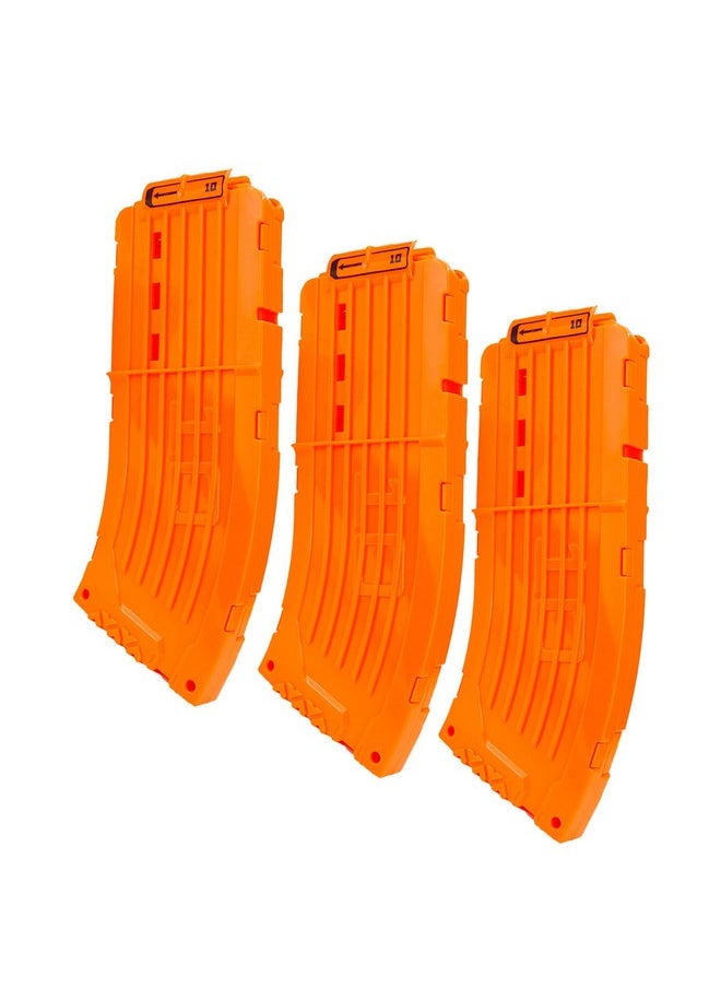 BOROLA 10 Darts Curved Magazine Quick Reload Clip Compatible for Nerf Elite (Orange, 3Pcs)