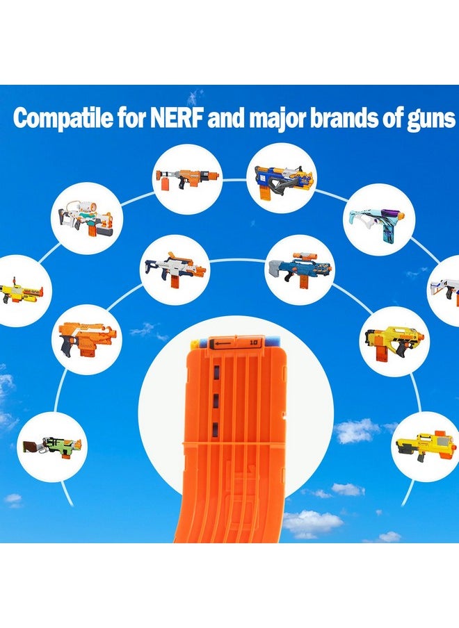 BOROLA 10 Darts Curved Magazine Quick Reload Clip Compatible for Nerf Elite (Orange, 3Pcs)