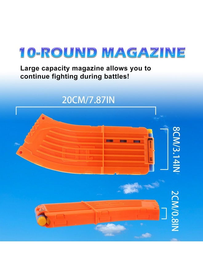 BOROLA 10 Darts Curved Magazine Quick Reload Clip Compatible for Nerf Elite (Orange, 3Pcs)