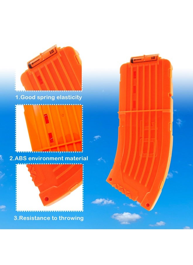 BOROLA 10 Darts Curved Magazine Quick Reload Clip Compatible for Nerf Elite (Orange, 3Pcs)