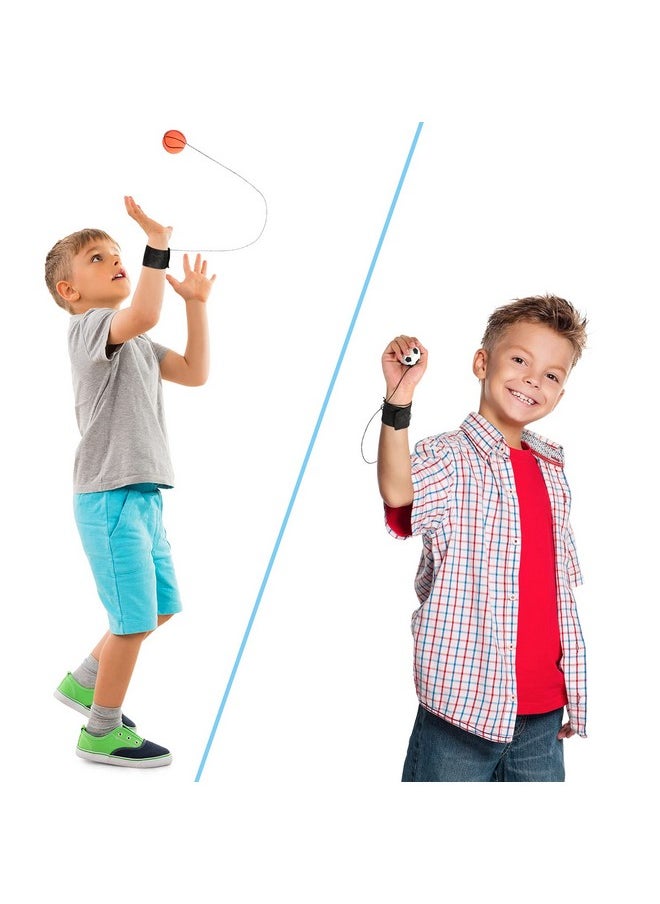 Skylety 24 Pieces Wrist Return Ball Rubber Sport Ball with Wrist Strap and String Rebound Bouncy Balls Wrist Rebound Toy on Elastic String Ball Wrist Toy for Teens Adults Wrist Exercise Play
