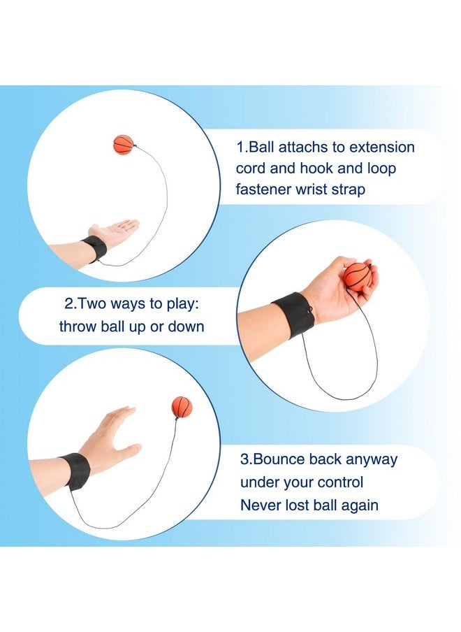 Skylety 24 Pieces Wrist Return Ball Rubber Sport Ball with Wrist Strap and String Rebound Bouncy Balls Wrist Rebound Toy on Elastic String Ball Wrist Toy for Teens Adults Wrist Exercise Play