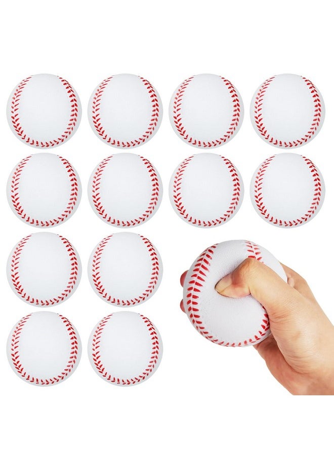 12 PCS Soft Baseball Stress Balls,2.8 Inch Mini Foam Squeeze Anxiety Relief Baseballs for Kids,Adults,Decor,School Carnival Reward,Ball Themed Party Favors