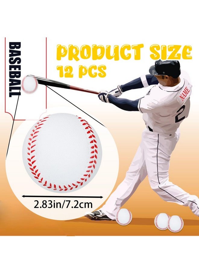 12 PCS Soft Baseball Stress Balls,2.8 Inch Mini Foam Squeeze Anxiety Relief Baseballs for Kids,Adults,Decor,School Carnival Reward,Ball Themed Party Favors