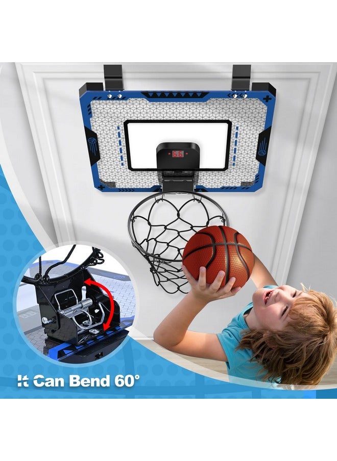 Basketball Hoop Indoor for 5 6 7 8 9 10+ Year Old Boys Kids, Mini Basketball Hoop with Electronic Scoreboard Over The Door, Birthday Gift Sport Toys