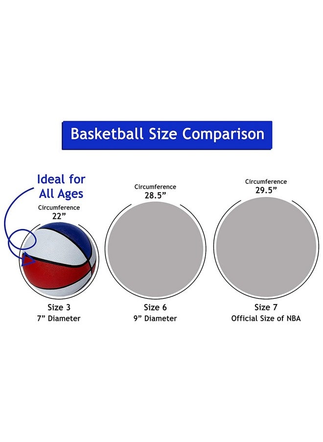 Botabee Red, White and Blue Mini Basketball Set for Pop A Shot Basketball Arcade Games - Size 3, 7” Junior Basketballs Suitable for Indoors, Outdoors and Arcade Basketball - 3 Pack