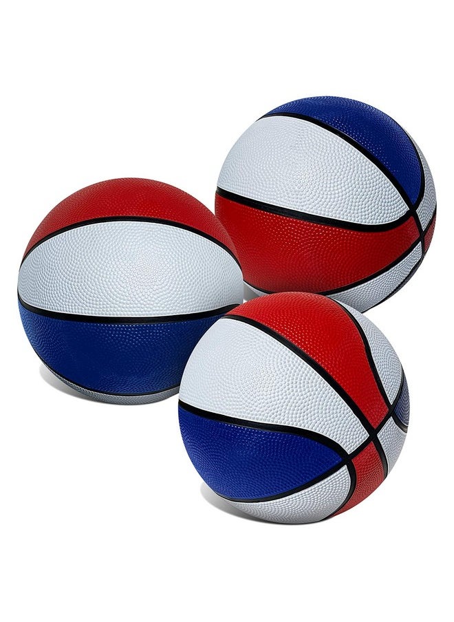 Botabee Red, White and Blue Mini Basketball Set for Pop A Shot Basketball Arcade Games - Size 3, 7” Junior Basketballs Suitable for Indoors, Outdoors and Arcade Basketball - 3 Pack