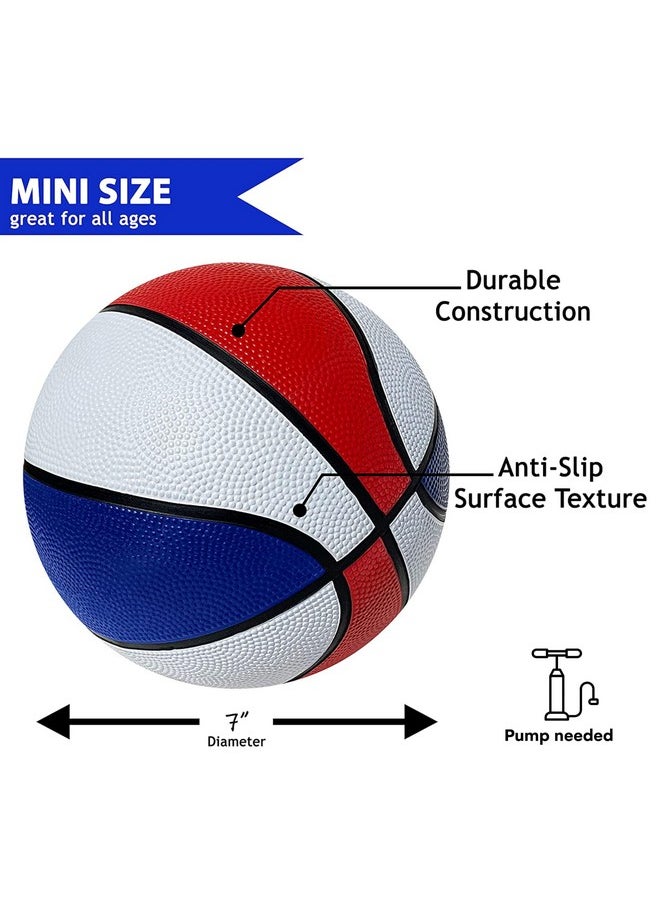 Botabee Red, White and Blue Mini Basketball Set for Pop A Shot Basketball Arcade Games - Size 3, 7” Junior Basketballs Suitable for Indoors, Outdoors and Arcade Basketball - 3 Pack