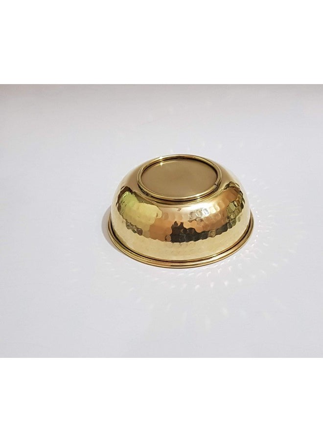 Pure Source India) Brass Hammered Serving Bowl - Gold, 200ml