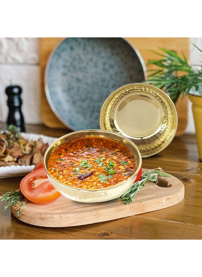 Pure Source India) Brass Hammered Serving Bowl - Gold, 200ml