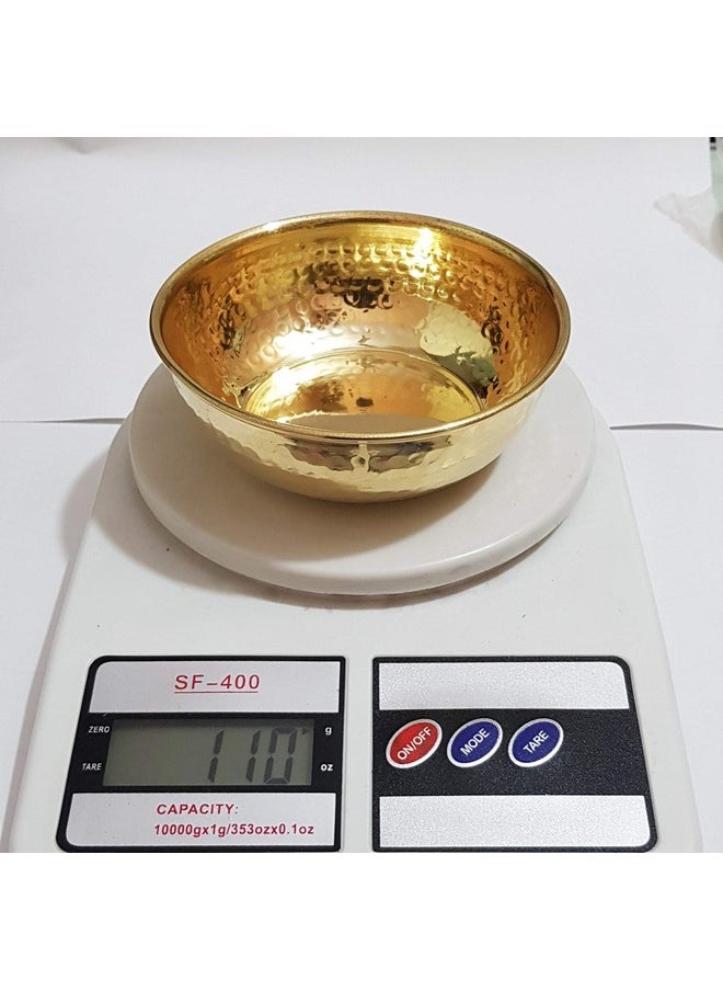 Pure Source India) Brass Hammered Serving Bowl - Gold, 200ml