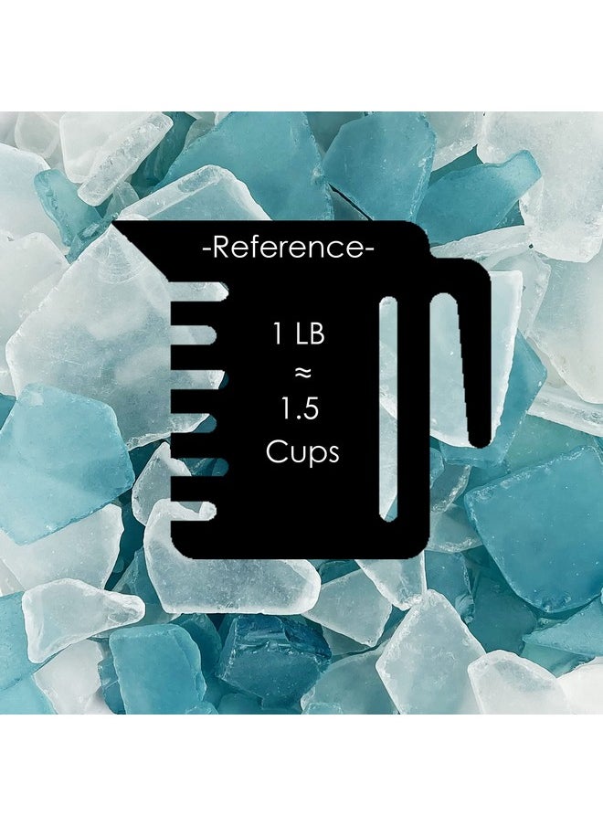 CYS EXCEL Sea Glass 32 Ounces Light Blue & Clear Mix | Multiple Color Choices Crushed Glass Vase Filler | Aquarium Nautical Décor for Art Crafts Flat Frosted Dyed Color Stone