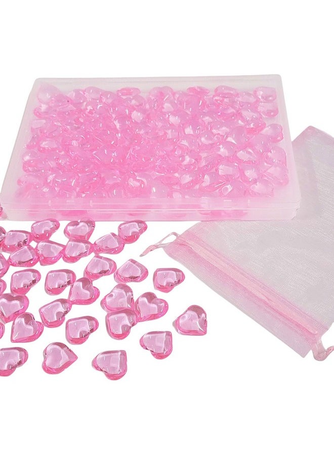 AiFanS 120PCS Pink Heart Shaped Marbles Vase Fillers, Acrylic Heart Gems for Table Scatter, Home Decor and Centerpieces, Valentine's Day Decor