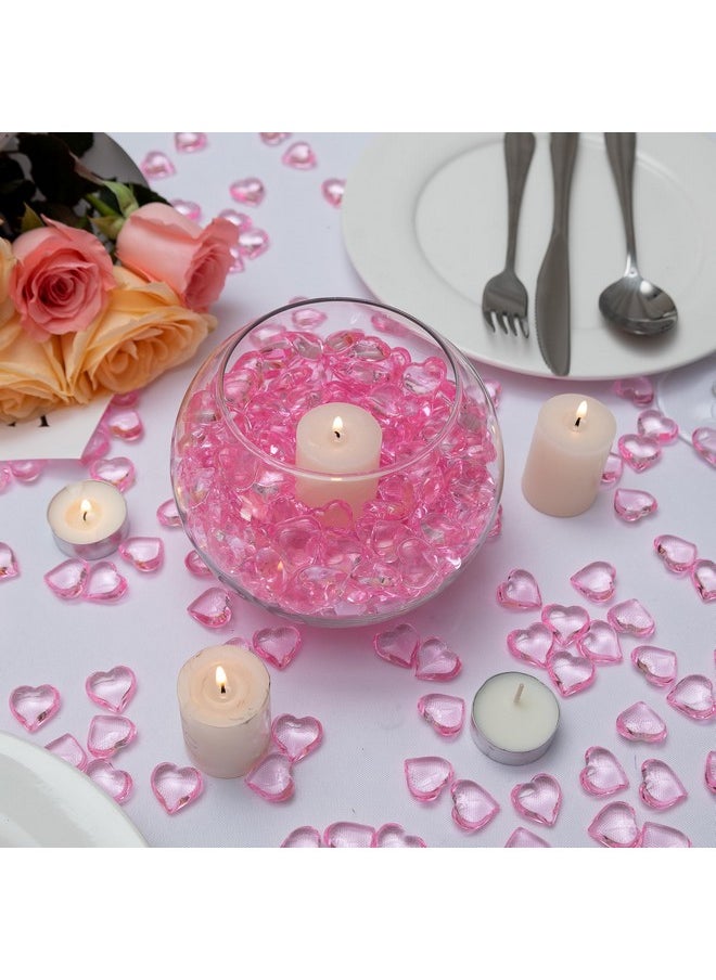 AiFanS 120PCS Pink Heart Shaped Marbles Vase Fillers, Acrylic Heart Gems for Table Scatter, Home Decor and Centerpieces, Valentine's Day Decor