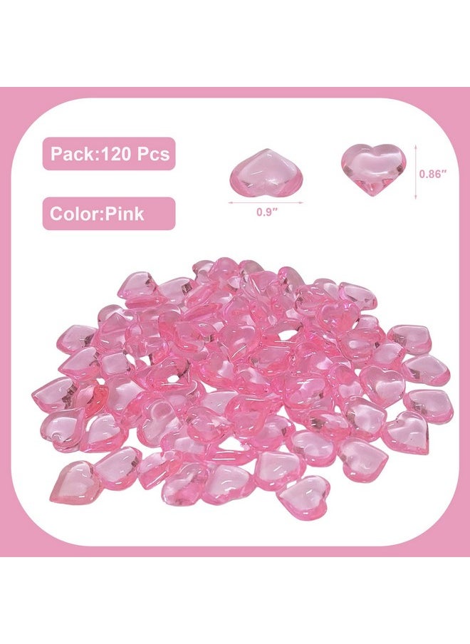 AiFanS 120PCS Pink Heart Shaped Marbles Vase Fillers, Acrylic Heart Gems for Table Scatter, Home Decor and Centerpieces, Valentine's Day Decor