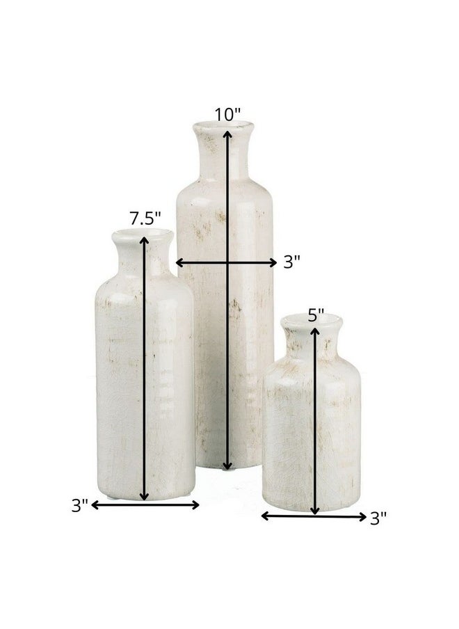 Sullivans White Ceramic Vase Set, Farmhouse Decor, Home Decorative Vase, Vases For Your Kitchen, Bedroom, Office, Living Room, Bathroom, & Shelf Centerpiece Table Decorations (CM2333)