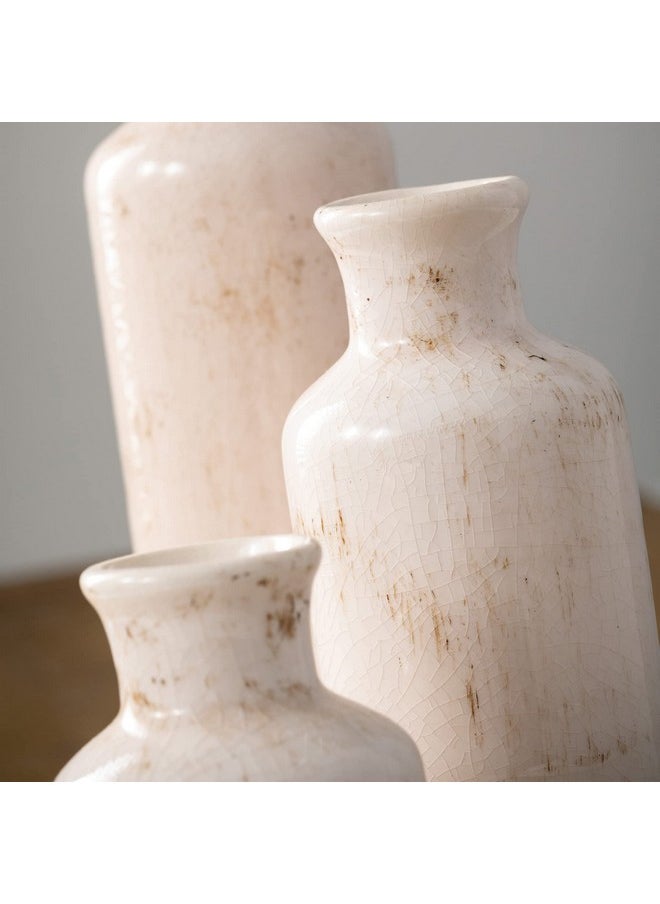 Sullivans White Ceramic Vase Set, Farmhouse Decor, Home Decorative Vase, Vases For Your Kitchen, Bedroom, Office, Living Room, Bathroom, & Shelf Centerpiece Table Decorations (CM2333)