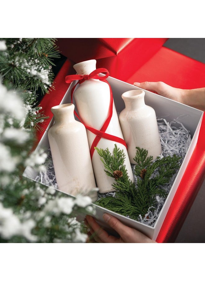 Sullivans White Ceramic Vase Set, Farmhouse Decor, Home Decorative Vase, Vases For Your Kitchen, Bedroom, Office, Living Room, Bathroom, & Shelf Centerpiece Table Decorations (CM2333)