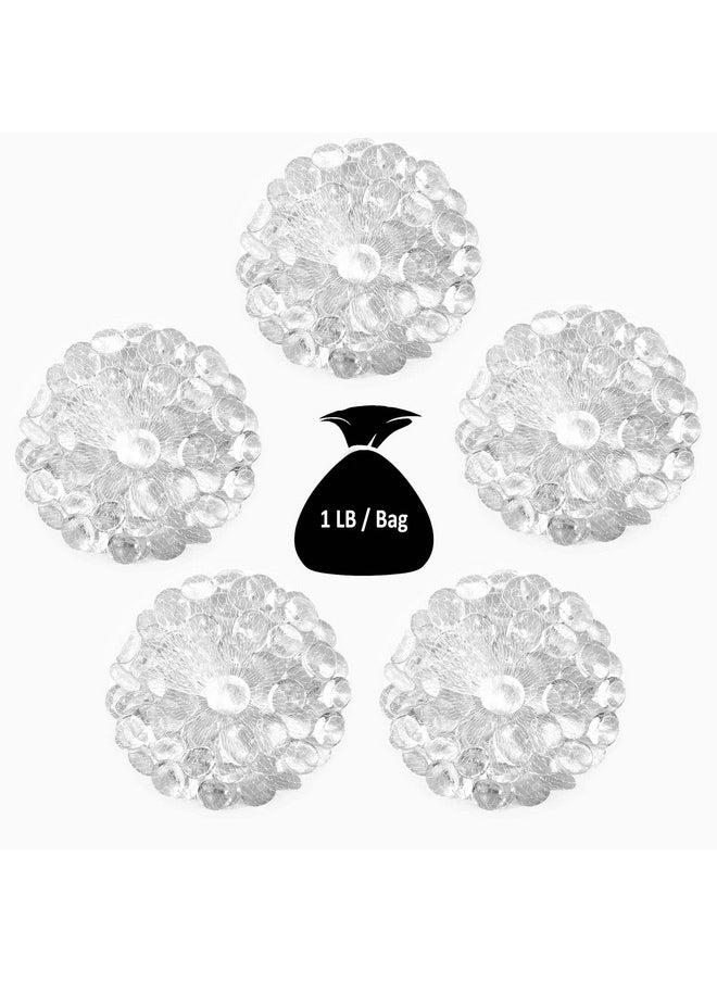 CYS EXCEL 5 LBS Clear Glass Beads for Vases Flat Marble Gemstone Beads Vase Fillers Aquarium Decor Rocks Floral Centerpieces Stones Mosaic Pebbles