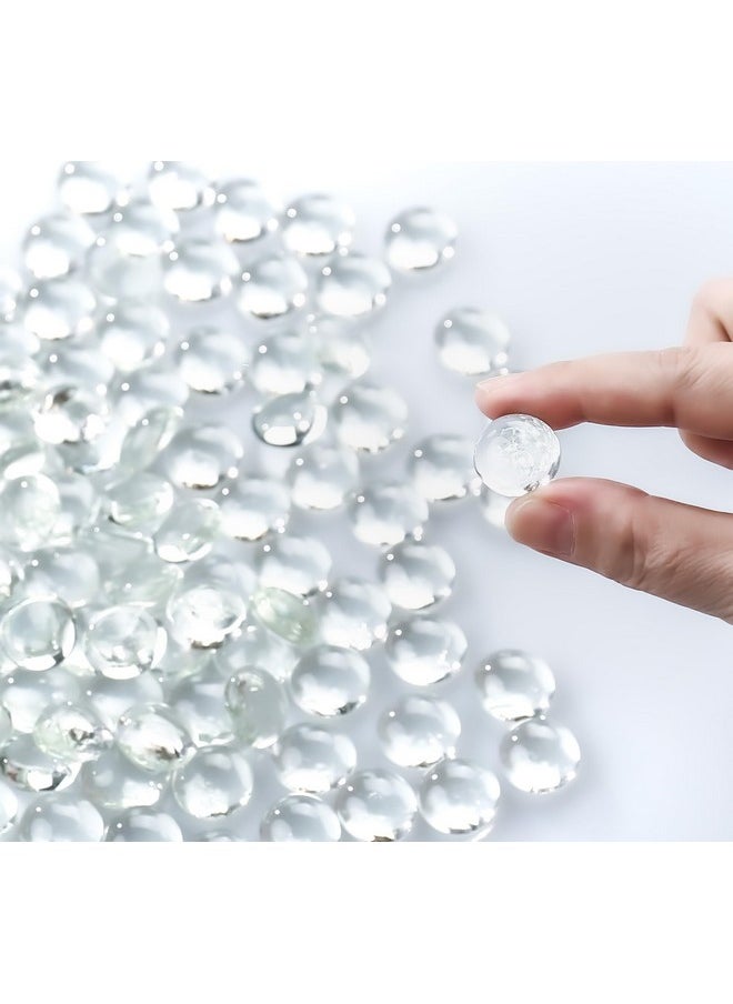 CYS EXCEL 5 LBS Clear Glass Beads for Vases Flat Marble Gemstone Beads Vase Fillers Aquarium Decor Rocks Floral Centerpieces Stones Mosaic Pebbles