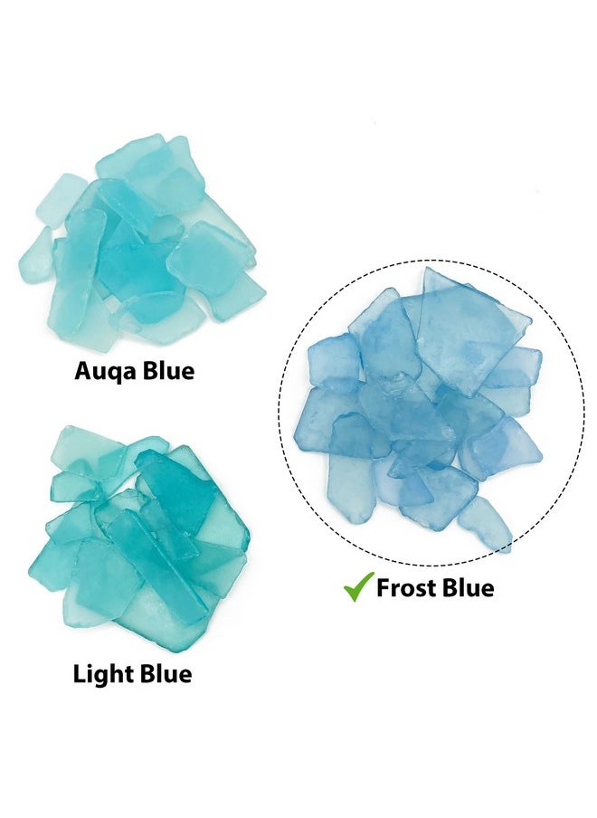 CYS EXCEL Sea Glass 16 Ounces Frost Blue | Multiple Color Choices Crushed Glass Vase Filler | Aquarium Nautical Décor for Art Crafts Flat Frosted Dyed Color Stone