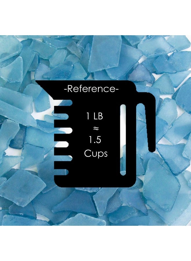 CYS EXCEL Sea Glass 16 Ounces Frost Blue | Multiple Color Choices Crushed Glass Vase Filler | Aquarium Nautical Décor for Art Crafts Flat Frosted Dyed Color Stone