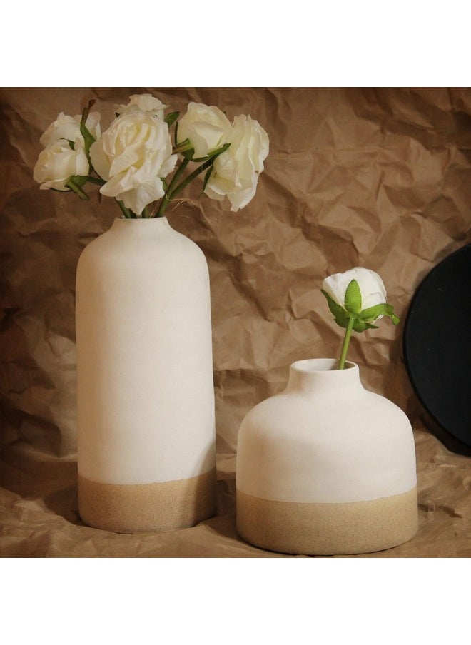 TIED RIBBONS Decorative Ceramic Flower Vase (Set Of 2, Multi, 9.8 & 5.5 Inches) For Home Décor Flowers Plants Living Room Bedroom Kitchen Office Wall Table Centerpiece Decoration Items